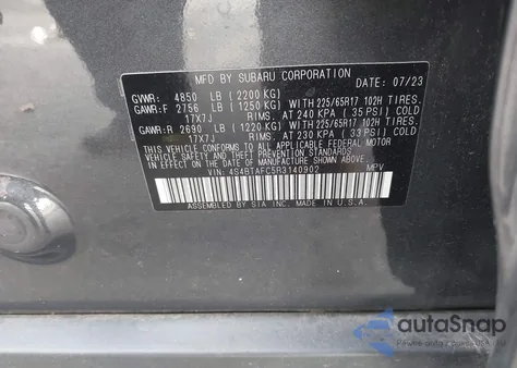2024 Subaru Outback Premium from USA, damaged, VIN 4S4BTAFC5R3140902